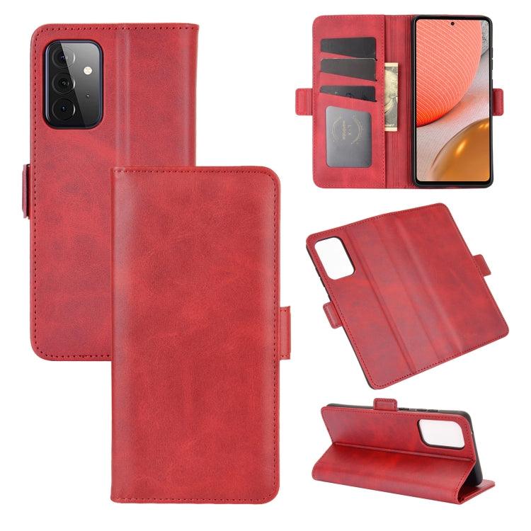 Samsung Galaxy A72 4G / 5G Dual-side Magnetic Buckle Horizontal Flip Leather Case Cover with Holder & Card Slots & Wallet (Red)