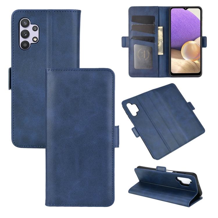 Samsung Galaxy A32 4G / 5G Dual-side Magnetic Buckle Horizontal Flip Leather Case Cover with Holder & Card Slots & Wallet (Dark Blue)