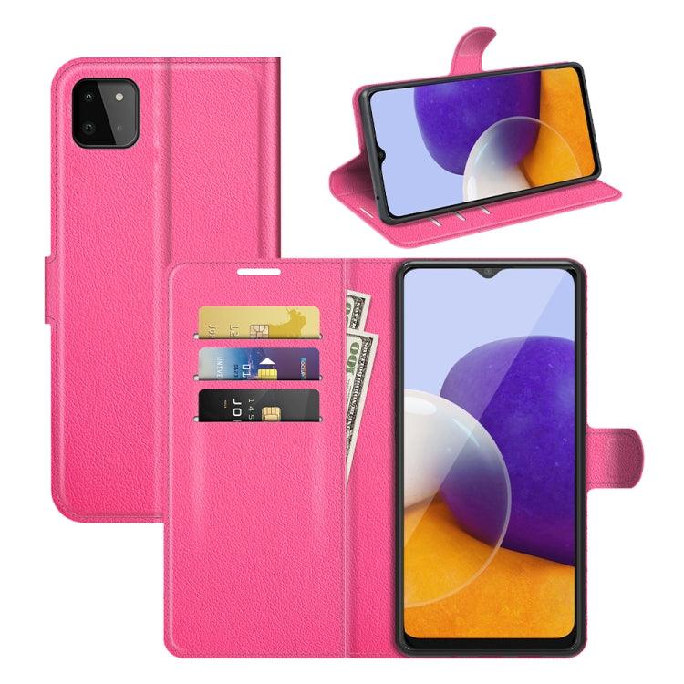 Samsung Galaxy A22 5G Litchi Texture Horizontal Flip Protective Case with Holder & Card Slots & Wallet (Rose Red)