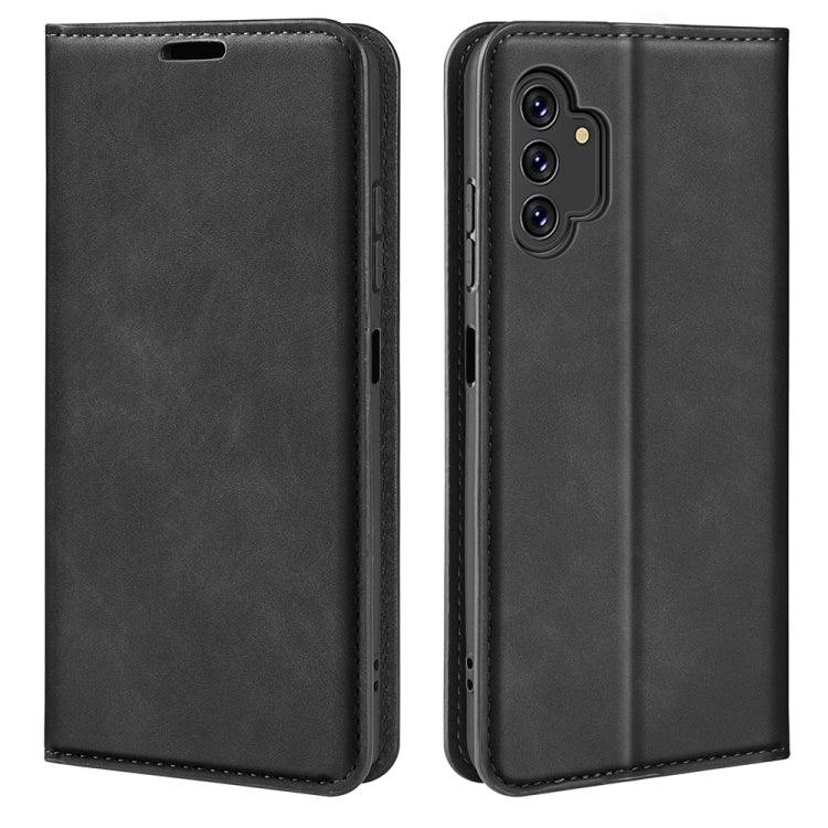 Samsung Galaxy A13 4G Retro-skin Magnetic Leather Case Cover with Holder & Card Slots & Wallet (Black)