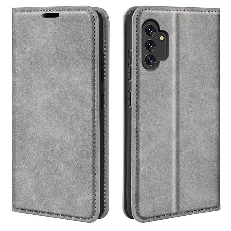 Samsung Galaxy A13 4G Retro-skin Magnetic Leather Case Cover with Holder & Card Slots & Wallet (Grey)