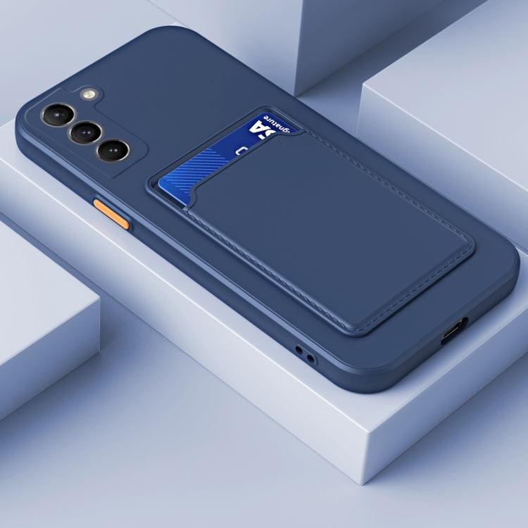 Samsung Galaxy S22+ 5G Skin Feel Card Contrast Color Button TPU Phone Case Cover (Dark Blue)