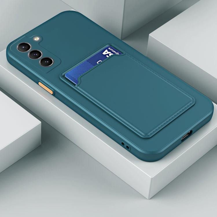 Samsung Galaxy S22+ 5G Skin Feel Card Contrast Color Button TPU Phone Case Cover (Dark Green)