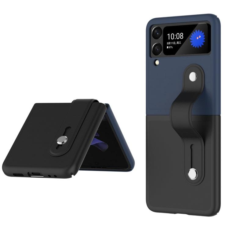 Samsung Galaxy Z Flip3 5G Skin Contrast Wristband Folding Phone Case Cover (Dark Blue and Black)