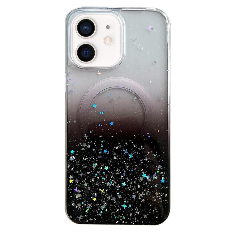 Apple iPhone 12 & 12 Pro MagSafe Glitter Hybrid Clear TPU Phone Case Cover (Black)
