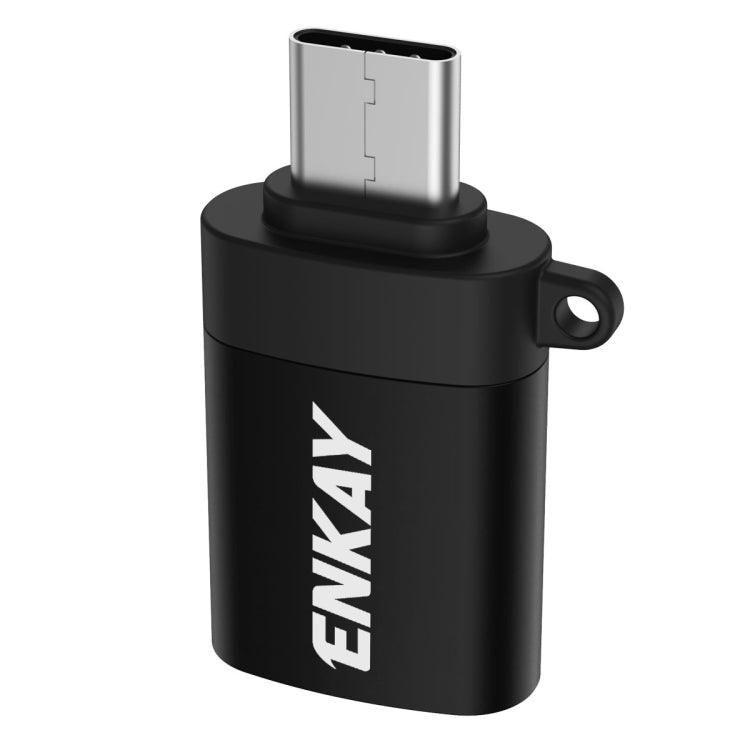 ENKAY Aluminium Alloy USB-C / Type-C to USB 3.0 OTG Data Adapter Converter (Black)