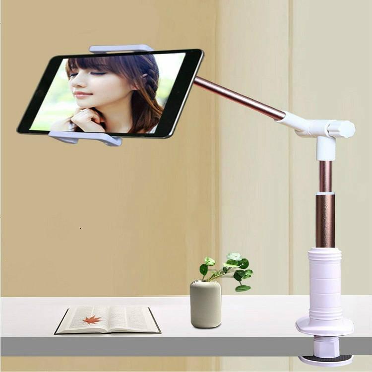 360 Degree Rotation Lazy Mount Folding Long Arm Phone Stand Holder for 4-14 Inch Tablet & Phone (Rose Gold) - Gadget Station