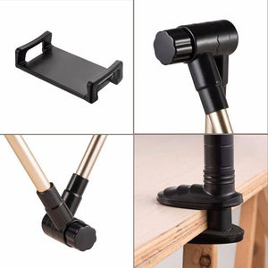 360 Degree Rotation Lazy Mount Folding Long Arm Phone Stand Holder for 4-14 Inch Tablet & Phone (Rose Gold) - Gadget Station