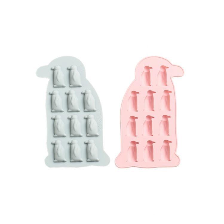 Cute Cartoon Penguin Ice Tray Silicone Mold DIY Chocolate Candy Mold (Pink)
