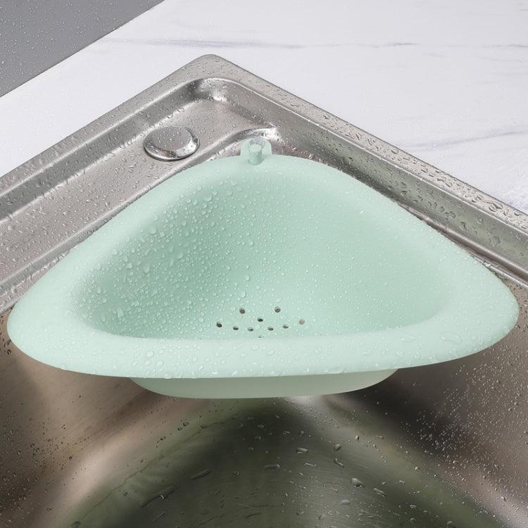 Fruit Vegetable Cleaning Draining Triangle Storage Basket Sink Multifunctional Tableware Sponge Wipe Rack (Fresh Green)