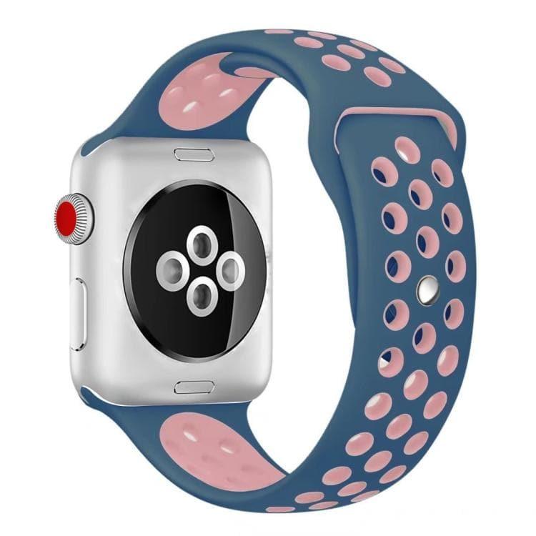 Apple Watch Series 9, 8, 7, 6, SE, 41mm, 40mm, 38mm Fashionable Classical Silicone Sport Watchband (Blue Powder)