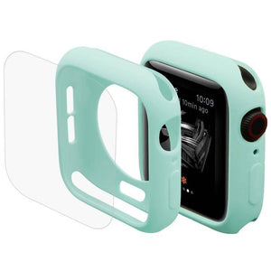 2 in 1 TPU Semi-clad Protective Shell Case Cover + 3D Full Screen PET Curved Heat Bending HD Screen Protector for Apple Watch Series 5 & 4 40mm (Green) - Gadget Station
