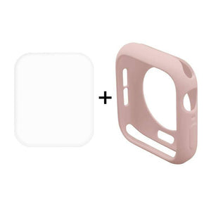2 in 1 TPU Semi-clad Protective Shell Case Cover + 3D Full Screen PET Curved Heat Bending HD Screen Protector for Apple Watch Series 5 & 4 44mm (Pink) - Gadget Station