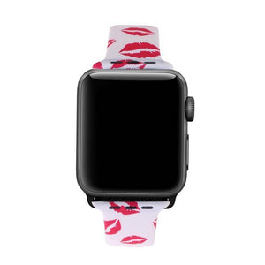 Silicone Printing Watch Watchband Strap Watchstrap Band for Apple Watch Series 5 & 4 40mm - 3 & 2 & 1 38mm (Lip Pattern) - Gadget Station