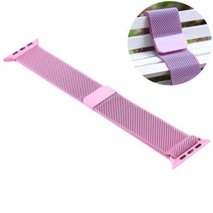 For Apple Watch Series 5 & 4 44mm - 3 & 2 & 1 42mm Color-changing Magnetic Nylon Watch Watchband Strap Watchstrap Band (Pink) - Gadget Station