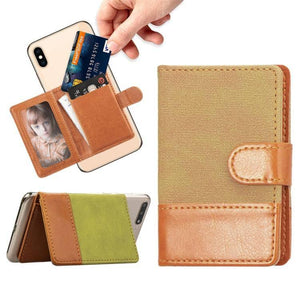 Mobile Phone Universal Denim Stitching Card Slot & Wallet & Holder & Photo Frame (Yellow) - Gadget Station