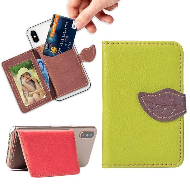 Mobile Phone Universal Leaf Multi-Function Card Slot & Wallet & Holder & Photo Frame (Green) - Gadget Station