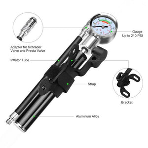 Portable High Pressure Pump Bicycle Pump Mini Mountain Bike Pump - Gadget Station