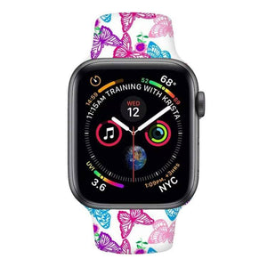 For Apple Watch Series 5 & 4 44mm - 3 & 2 & 1 42mm 3D Printing Double Nail Buckle Silicone Strap Watchstrap Watch Watchband Strap Watchstrap Band (Butterfly) - Gadget Station