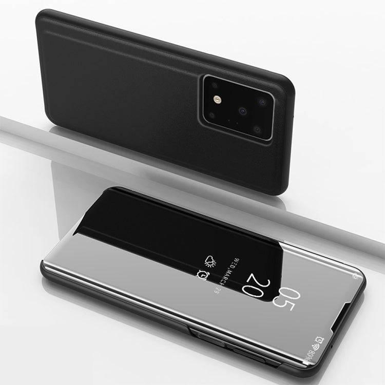 Galaxy S20 Ultra Plated Mirror Horizontal Flip Leather Case with Holder (Black)