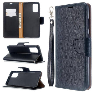 Samsung Galaxy S20+ Litchi Texture Pure Color Horizontal Flip PU Leather Case Cover with Holder & Card Slots & Wallet & Lanyard (Black) - Gadget Station