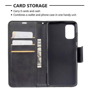 Samsung Galaxy A41 Retro Lambskin Texture Pure Colour Horizontal Flip PU Leather Case Cover with Holder & Card Slots & Wallet & Lanyard (Black) - Gadget Station