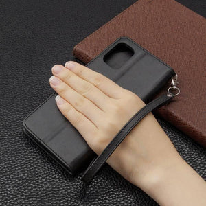 Samsung Galaxy A41 Retro Lambskin Texture Pure Colour Horizontal Flip PU Leather Case Cover with Holder & Card Slots & Wallet & Lanyard (Black) - Gadget Station