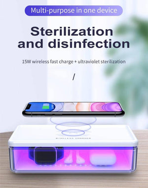 TOTU N52 15W Wireless Charging Sterilization Box Smartphone Sterilizer UV Light Disinfection Cleaning Box (White) - Gadget Station