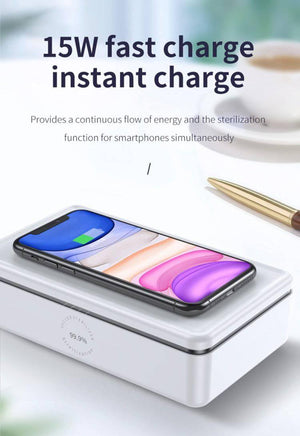 TOTU N52 15W Wireless Charging Sterilization Box Smartphone Sterilizer UV Light Disinfection Cleaning Box (White) - Gadget Station