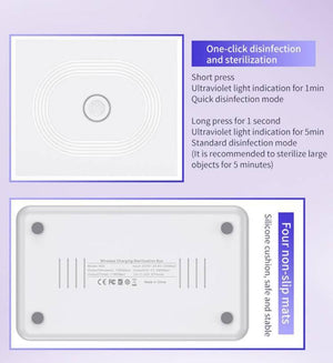 TOTU N52 15W Wireless Charging Sterilization Box Smartphone Sterilizer UV Light Disinfection Cleaning Box (White) - Gadget Station