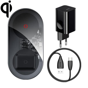Baseus TZWXJK-B01 Simple 2 in 1 24W Turbo Edition Qi Standard Wireless Charger with 12V Charger, EU Plug - Gadget Station