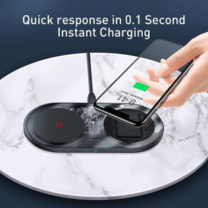 Baseus TZWXJK-B01 Simple 2 in 1 24W Turbo Edition Qi Standard Wireless Charger with 12V Charger, EU Plug - Gadget Station