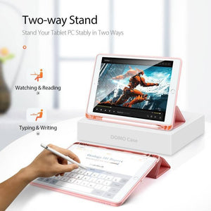 Apple iPad 10.2 DUX DUCIS Domo Series Horizontal Flip Magnetic PU Leather Case Cover with Three-folding Holder & Pen Slot & Sleep - Wake-up Function (Pink) - Gadget Station