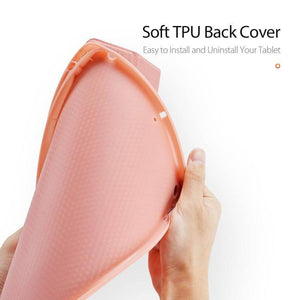 Apple iPad 10.2 DUX DUCIS Domo Series Horizontal Flip Magnetic PU Leather Case Cover with Three-folding Holder & Pen Slot & Sleep - Wake-up Function (Pink) - Gadget Station