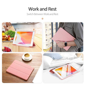 Apple iPad 10.2 DUX DUCIS Domo Series Horizontal Flip Magnetic PU Leather Case Cover with Three-folding Holder & Pen Slot & Sleep - Wake-up Function (Pink) - Gadget Station