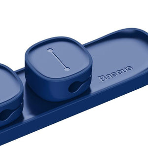 Baseus USB Cable Clip Desk Tidy Organiser Wire Lead Holder with Adhesive Backed (Blue) - Gadget Station
