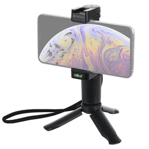 PULUZ Folding Plastic Tripod + Vlogging Live Broadcast Handheld Grip ABS Mount with Cold Shoe & Wrist Strap for iPhone, Galaxy, Huawei, Xiaomi, Sony, HTC, Google and other Smartphones - Gadget Station