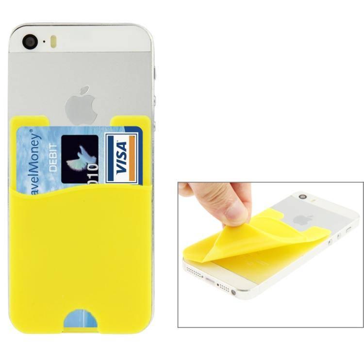 Smart Wallet Silicone Card Pocket for iPhone, Galaxy, Huawei, Xiaomi, LG, HTC and Other Smart Phones (Yellow) - Gadget Station