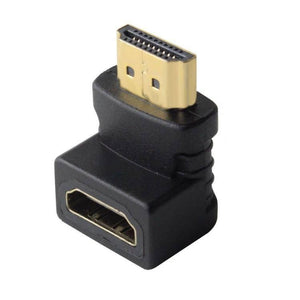 HDMI 19Pin Male to HDMI 19Pin Female 90-degree Angle Adaptor (Gold Plated) (Black) - Gadget Station