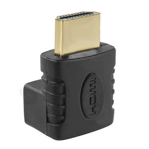 HDMI 19Pin Male to HDMI 19Pin Female 90-degree Angle Adaptor (Gold Plated) (Black) - Gadget Station