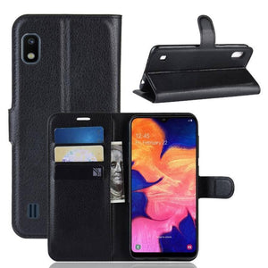 Litchi Texture Horizontal Flip Leather Cover Case Samsung Galaxy A10, with Wallet & Holder & Card Slots (Black) NEW - Gadget Station