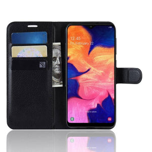 Litchi Texture Horizontal Flip Leather Cover Case Samsung Galaxy A10, with Wallet & Holder & Card Slots (Black) NEW - Gadget Station