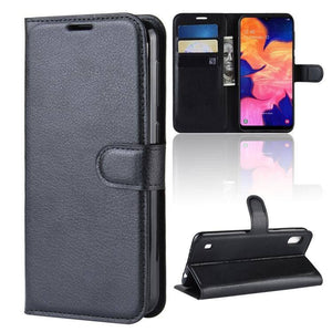 Litchi Texture Horizontal Flip Leather Cover Case Samsung Galaxy A10, with Wallet & Holder & Card Slots (Black) NEW - Gadget Station