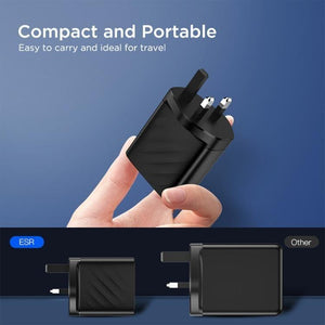 ESR 2PD 36W Plug Travel Wall Charger Adapter Fast Charger for iPhone and Samsung - Tpye - C (UK Plug) - Gadget Station