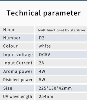 Portable UV Disinfection Box With Disinfection - Sterilization - Aromatherapy - Charging Transfer Function (White) - Gadget Station