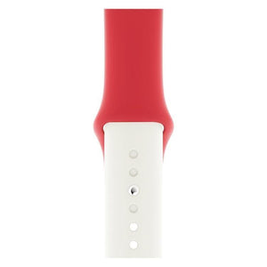 Double Colors Silicone Watch Watchband Strap Watchstrap Band for Apple Watch Series 5 & 4 44mm - 3 & 2 & 1 42mm (White+Red) - Gadget Station