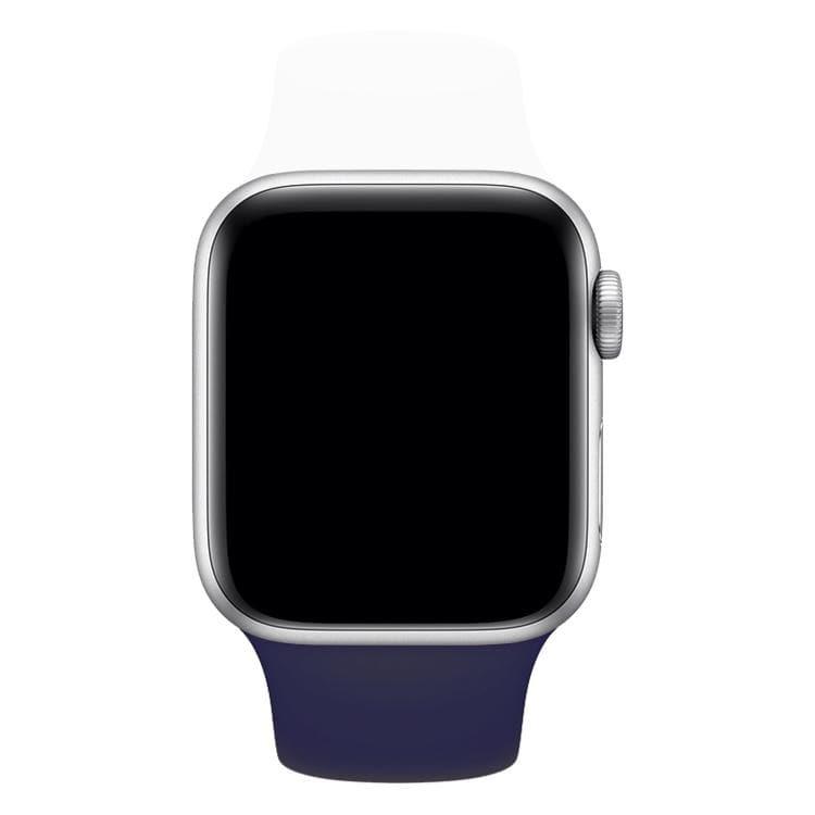 Double Colors Silicone Watch Watchband Strap Watchstrap Band for Apple Watch Series 5 & 4 40mm - 3 & 2 & 1 38mm (White+Dark Blue) - Gadget Station