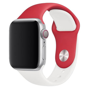 Double Colors Silicone Watch Watchband Strap Watchstrap Band for Apple Watch Series 5 & 4 40mm - 3 & 2 & 1 38mm (White+Red) - Gadget Station