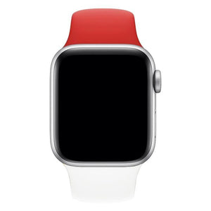 Double Colors Silicone Watch Watchband Strap Watchstrap Band for Apple Watch Series 5 & 4 40mm - 3 & 2 & 1 38mm (White+Red) - Gadget Station