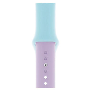 Double Colors Silicone Watch Watchband Strap Watchstrap Band for Apple Watch Series 5 & 4 40mm - 3 & 2 & 1 38mm (Purple+Turquoise) - Gadget Station